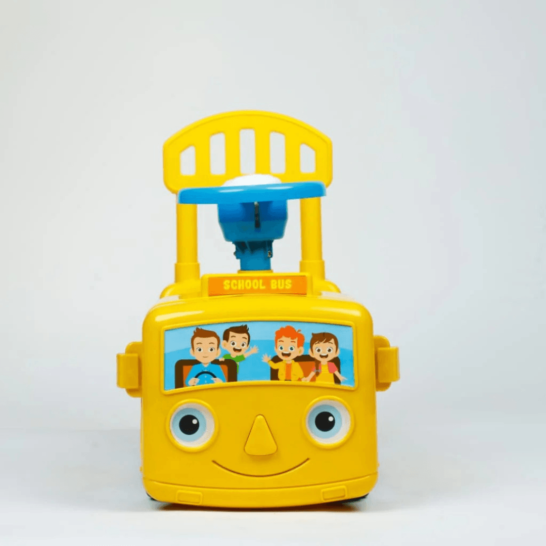 UA Toys School Bus Ride-On Toy for Kids – Push Car with Steering Wheel Bright yellow design with backrest support, perfect for toddlers' indoor and outdoor play. - Timbuktoon