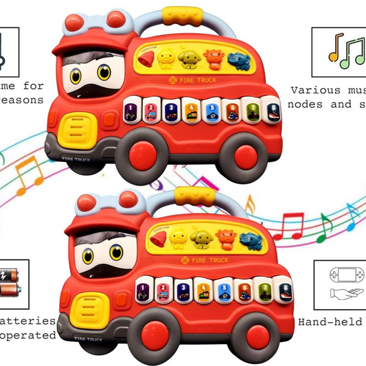 Joy Junction Piano for Kids – Keyboard Musical Instrument Toy with Flashing Lights, Animal Sounds & Songs | Fun Educational Musical Toy for Children (Fire Engine – Red)