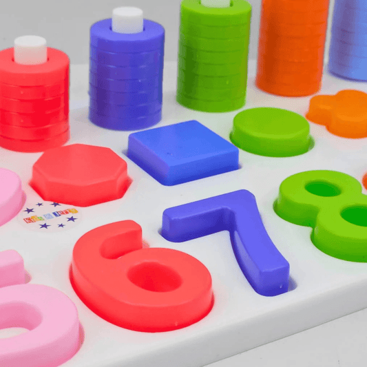 UA Toys Educational Abacus Toy for Kids – Number Counting 1-10, 55 Colorful Stacking Beads & 10 Unique Shapes – Montessori Learning Toy for Early Math Skills, STEM Preschool Educational Game - Timbuktoon