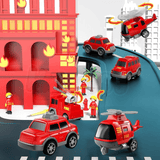 5-in-1 Push-and-Go Fire Rescue Vehicle Set with Lights & Music – Educational Transport Carrier Toy for Boys & Girls - Timbuktoon