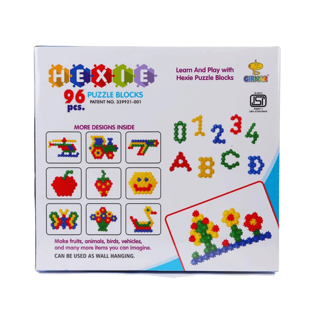 HEXIE Puzzle Blocks – Colorful Interlocking Educational Toy for Kids | Enhances Creativity, Fine Motor Skills & Spatial Thinking | Ideal for STEM Learning & Open-Ended Play - Timbuktoon