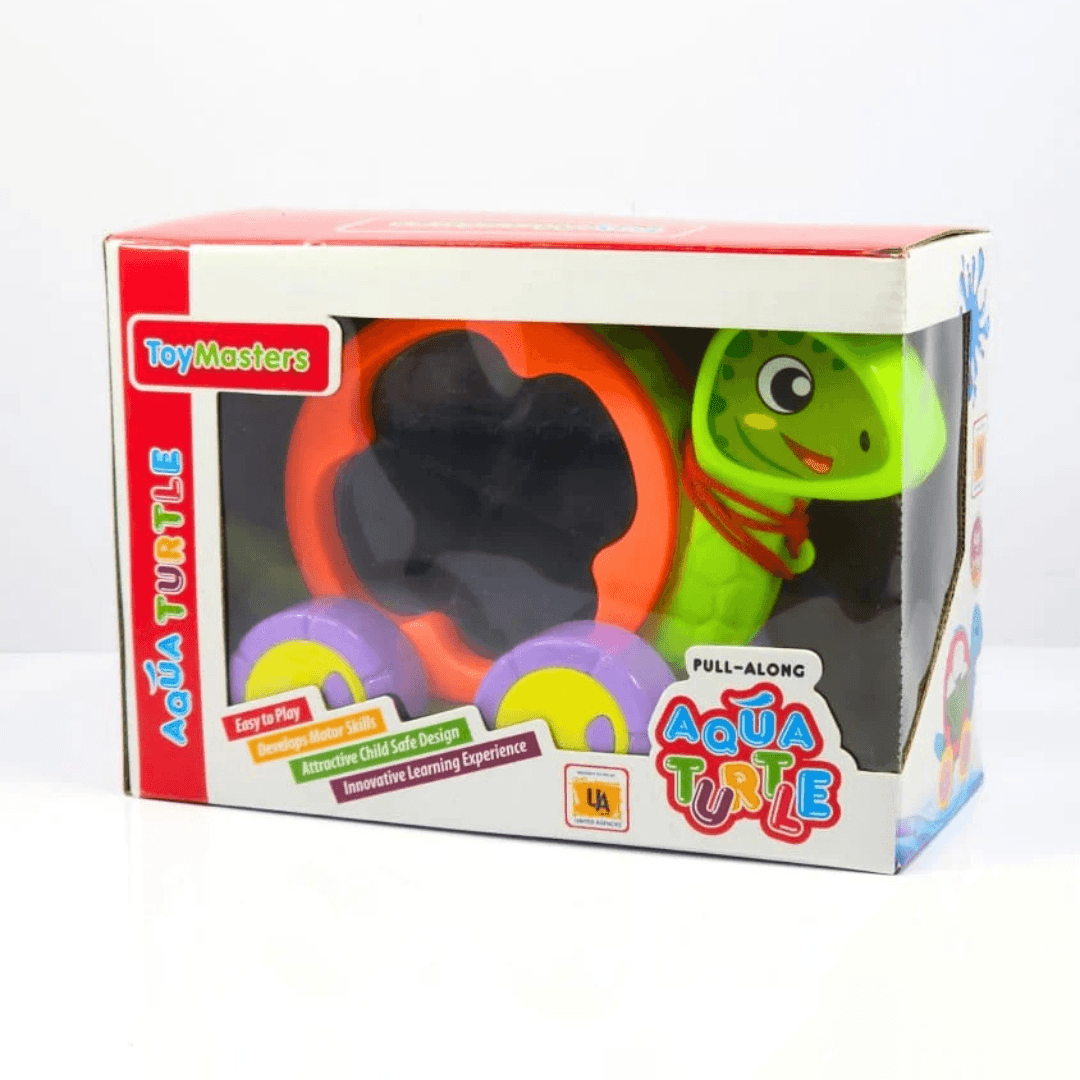 Aqua Turtle Pull Toy by UA Toys – Colorful Pull-Along for Kids (1+ Years) Bright, friendly turtle design makes learning to walk fun and engaging - Timbuktoon