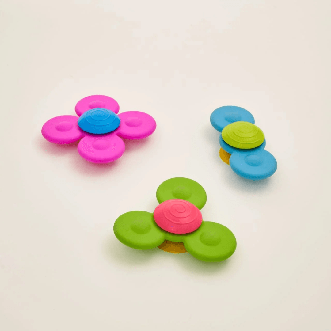 Baby Spinner Toy – Early Development Sensory Toy with Suction Base Improves fine motor skills and hand-eye coordination through colorful, safe spinning fun. - Timbuktoon