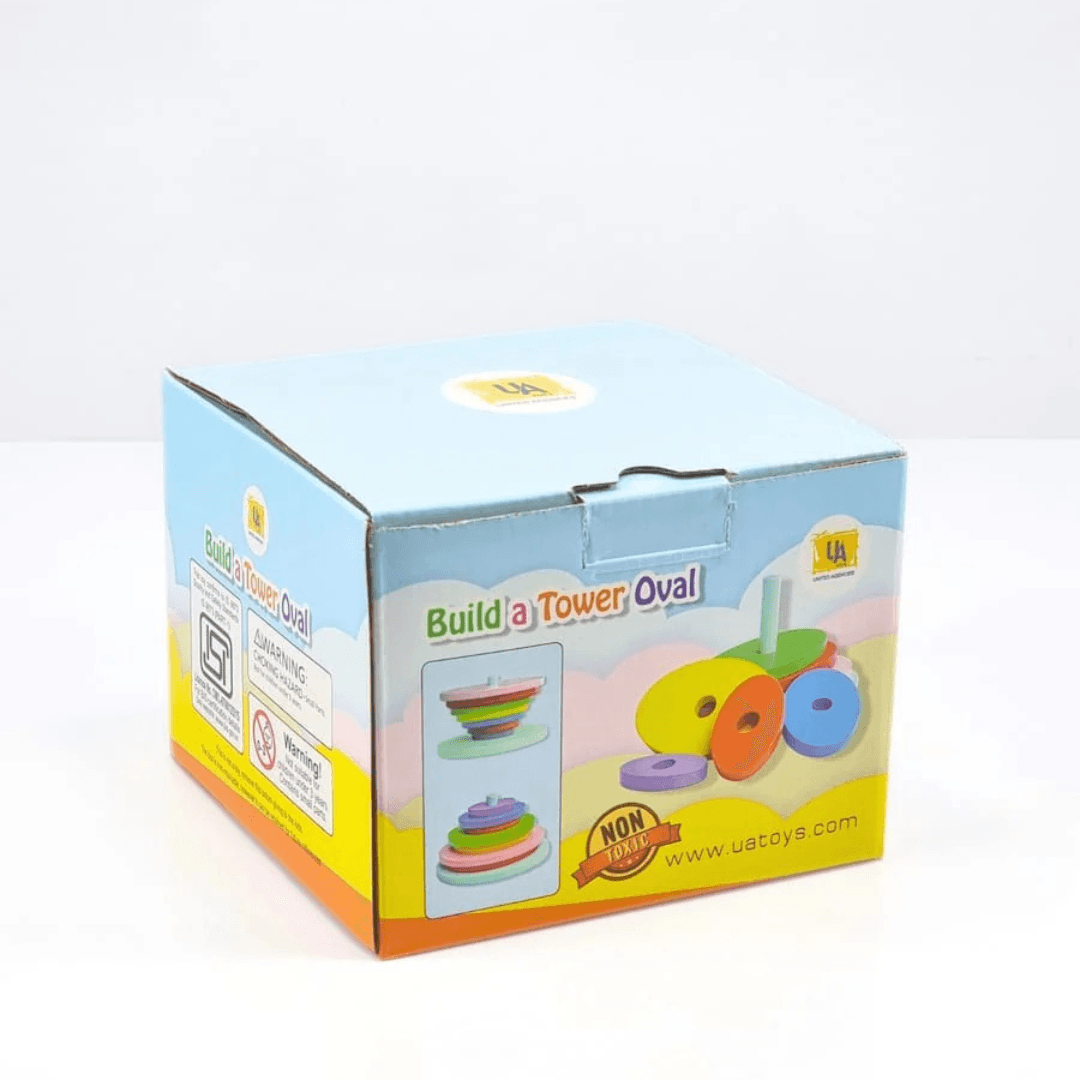 UA Toys Oval Build A Tower – Stacking & Balancing Toy for Kids Colorful oval blocks that boost motor skills, focus, and early construction play. - Timbuktoon