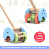 Funskool Giggles Rattle Strider Wooden,Push Along Toy, with Detachable Handle, Ideal for Toddlers, Playful Kid Toy, 18months and Above - Timbuktoon