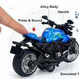 Joy Junction 1:18 Scale Ducati Die-cast Motorcycle Toy – Alloy Pull Back Superbike Model with Lights & Sound | Simulation Bike for Kids, Adults & Car Dashboard Display(Blue)
