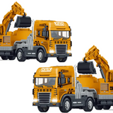 Joy Junction 1:24 Scale Die-cast Engineering Truck with Detachable Trailer & Mini Construction Vehicle – Pull Back Alloy Metal Toy Truck for Kids