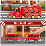 5-in-1 Push-and-Go Fire Rescue Vehicle Set with Lights & Music – Educational Transport Carrier Toy for Boys & Girls - Timbuktoon