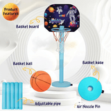 Space Basketball Set for Kids | 5-Level Adjustable Height with Stand & Ball Indoor & Outdoor Sports Toy for Ages 2+ | Easy Setup | Ideal Birthday Gift - Timbuktoon