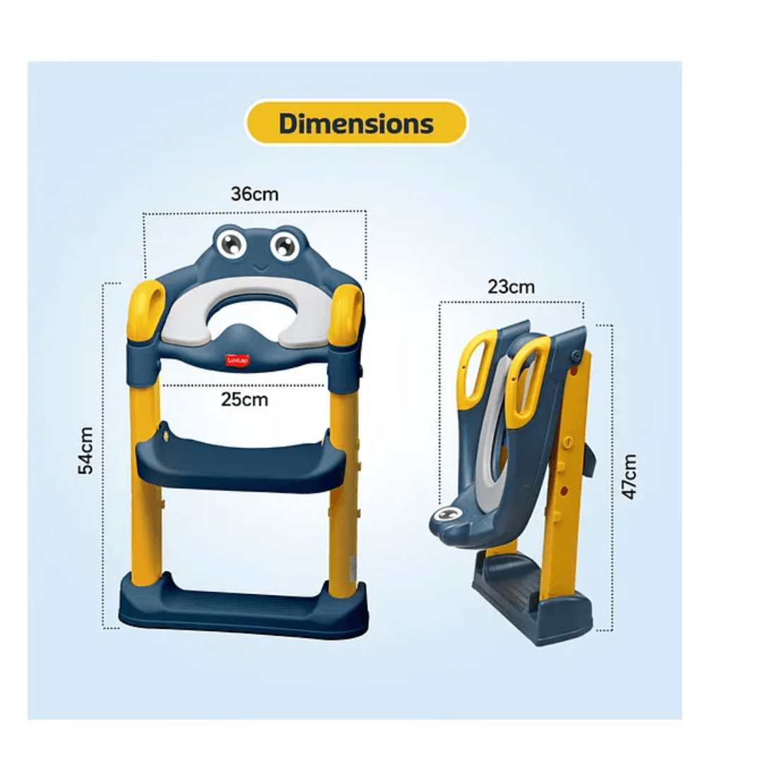 Luv Lap LuvLap Trainer Potty Seat with Ladder, Fits Standard Toilets, Potty Training for Boys & Girls 1+ Years, Safe & Easy Use, Yellow & Blue - Timbuktoon