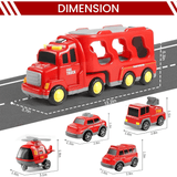 5-in-1 Push-and-Go Fire Rescue Vehicle Set with Lights & Music – Educational Transport Carrier Toy for Boys & Girls - Timbuktoon