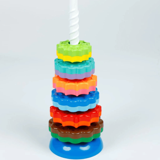 GIRNAR Spinning Tower – Colorful Stacking & Spinning Toy for Toddlers | Develops Motor Skills, Hand-Eye Coordination & Early Learning Through Play - Timbuktoon
