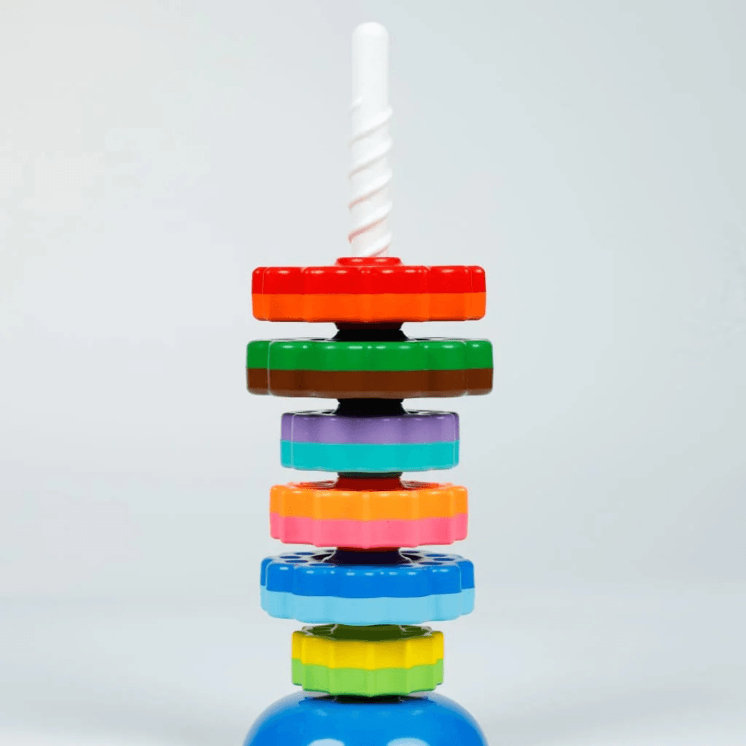 GIRNAR Spinning Tower – Colorful Stacking & Spinning Toy for Toddlers | Develops Motor Skills, Hand-Eye Coordination & Early Learning Through Play - Timbuktoon