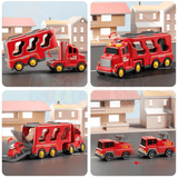 5-in-1 Push-and-Go Fire Rescue Vehicle Set with Lights & Music – Educational Transport Carrier Toy for Boys & Girls - Timbuktoon