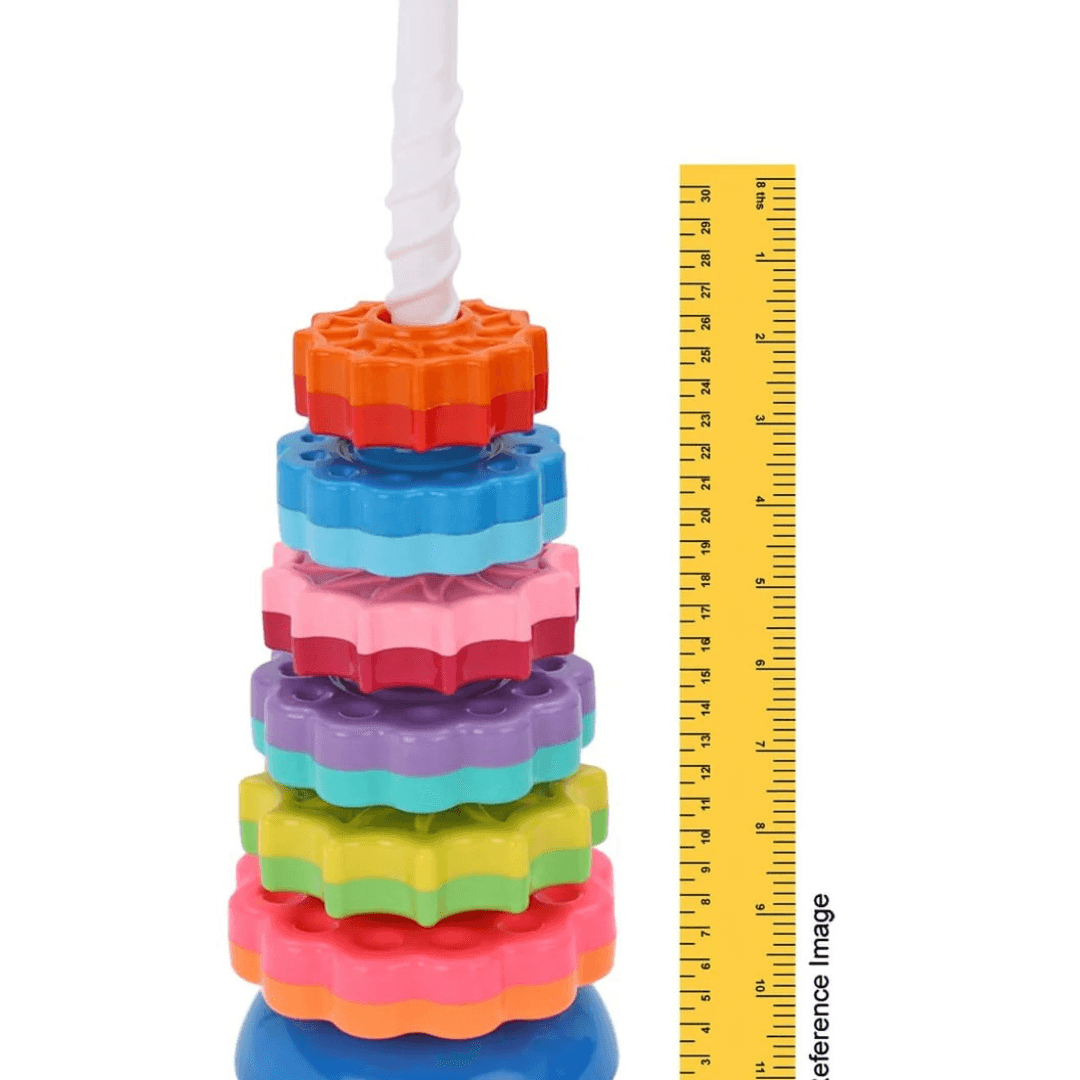 GIRNAR Spinning Tower – Colorful Stacking & Spinning Toy for Toddlers | Develops Motor Skills, Hand-Eye Coordination & Early Learning Through Play - Timbuktoon