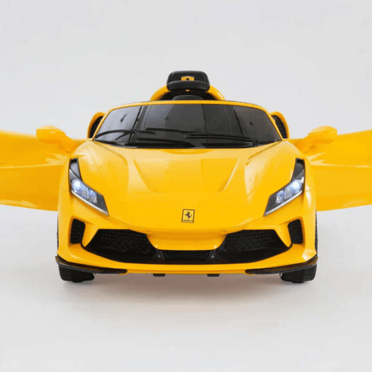 Toy House F8 Rechargeable Ferrari-Style Ride-On Car – Yellow Battery-operated 12V car with remote control for safe and stylish driving fun. A perfect blend of luxury, power, and play for kids. - Timbuktoon