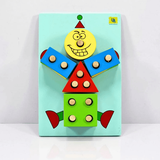 Wooden Shape Sorter Clown – Fun Learning Toy for Toddlers Bright and colorful clown-themed sorter to teach shapes and coordination. - Timbuktoon