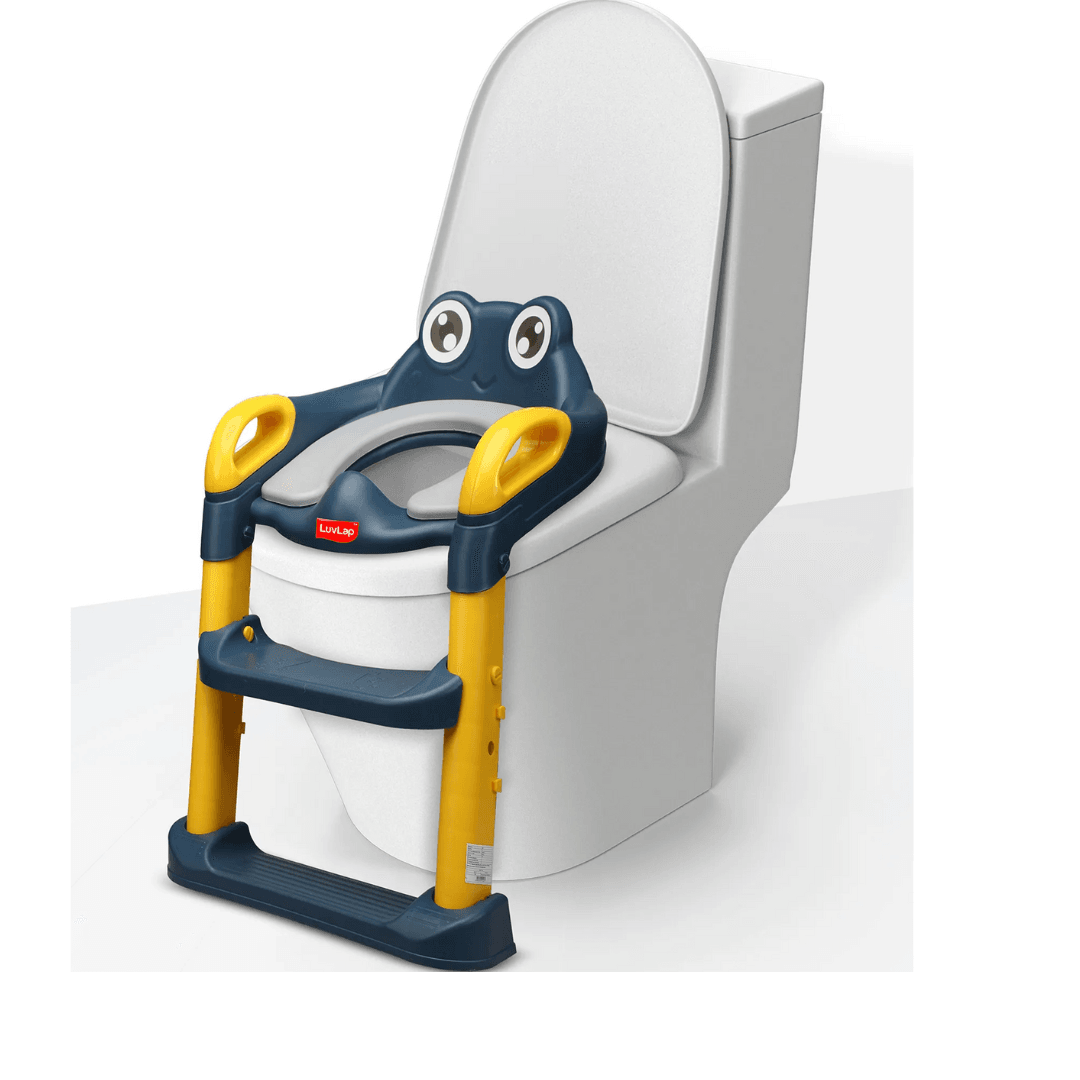 Luv Lap LuvLap Trainer Potty Seat with Ladder, Fits Standard Toilets, Potty Training for Boys & Girls 1+ Years, Safe & Easy Use, Yellow & Blue - Timbuktoon