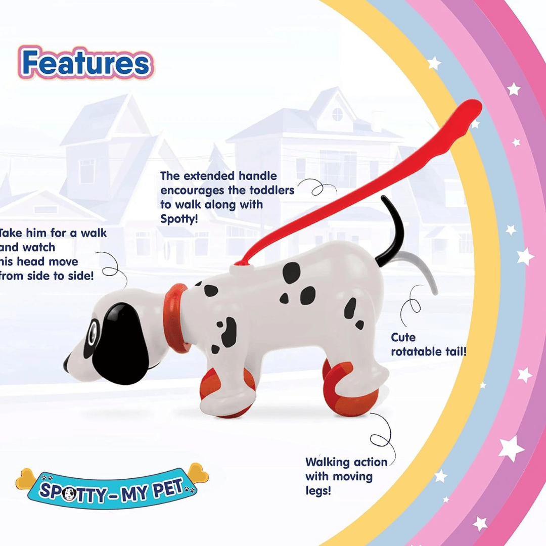 Funskool Funskool Giggles - Spotty My PET-Pull Along Toy, Encourages Walking, Funny Walking Style, Infant & Pre-School Plastic Toy, 18 Months & Above - Timbuktoon