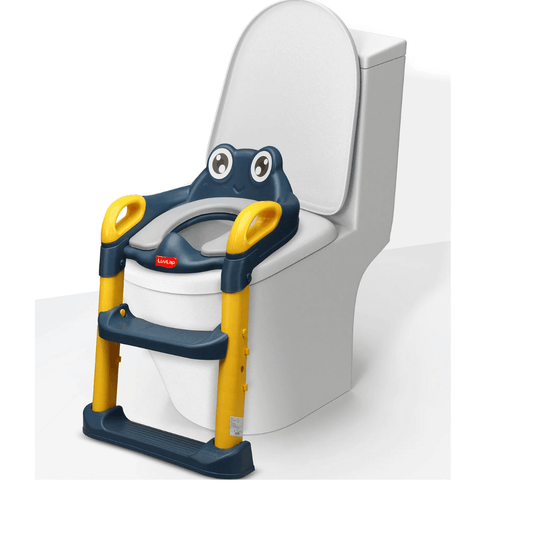Luv Lap LuvLap Trainer Potty Seat with Ladder, Fits Standard Toilets, Potty Training for Boys & Girls 1+ Years, Safe & Easy Use, Yellow & Blue - Timbuktoon