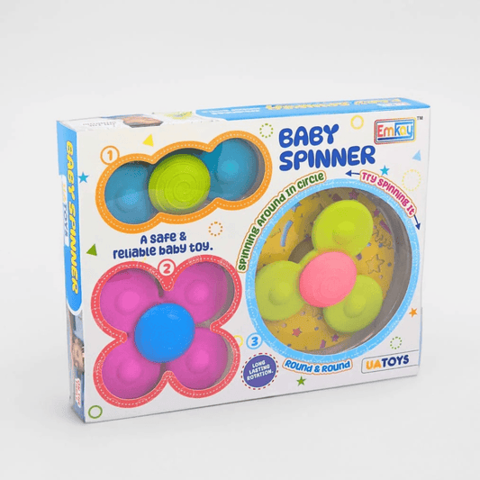 Baby Spinner Toy – Early Development Sensory Toy with Suction Base Improves fine motor skills and hand-eye coordination through colorful, safe spinning fun. - Timbuktoon