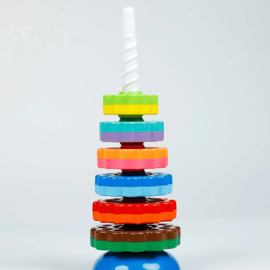 GIRNAR Spinning Tower – Colorful Stacking & Spinning Toy for Toddlers | Develops Motor Skills, Hand-Eye Coordination & Early Learning Through Play - Timbuktoon
