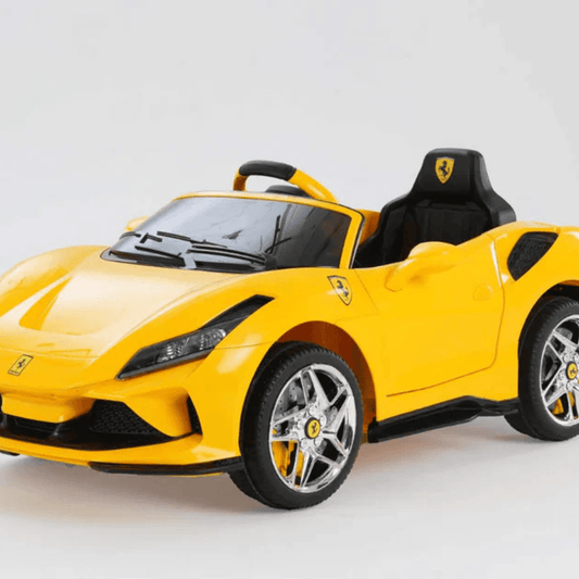 Toy House F8 Rechargeable Ferrari-Style Ride-On Car – Yellow Battery-operated 12V car with remote control for safe and stylish driving fun. A perfect blend of luxury, power, and play for kids. - Timbuktoon