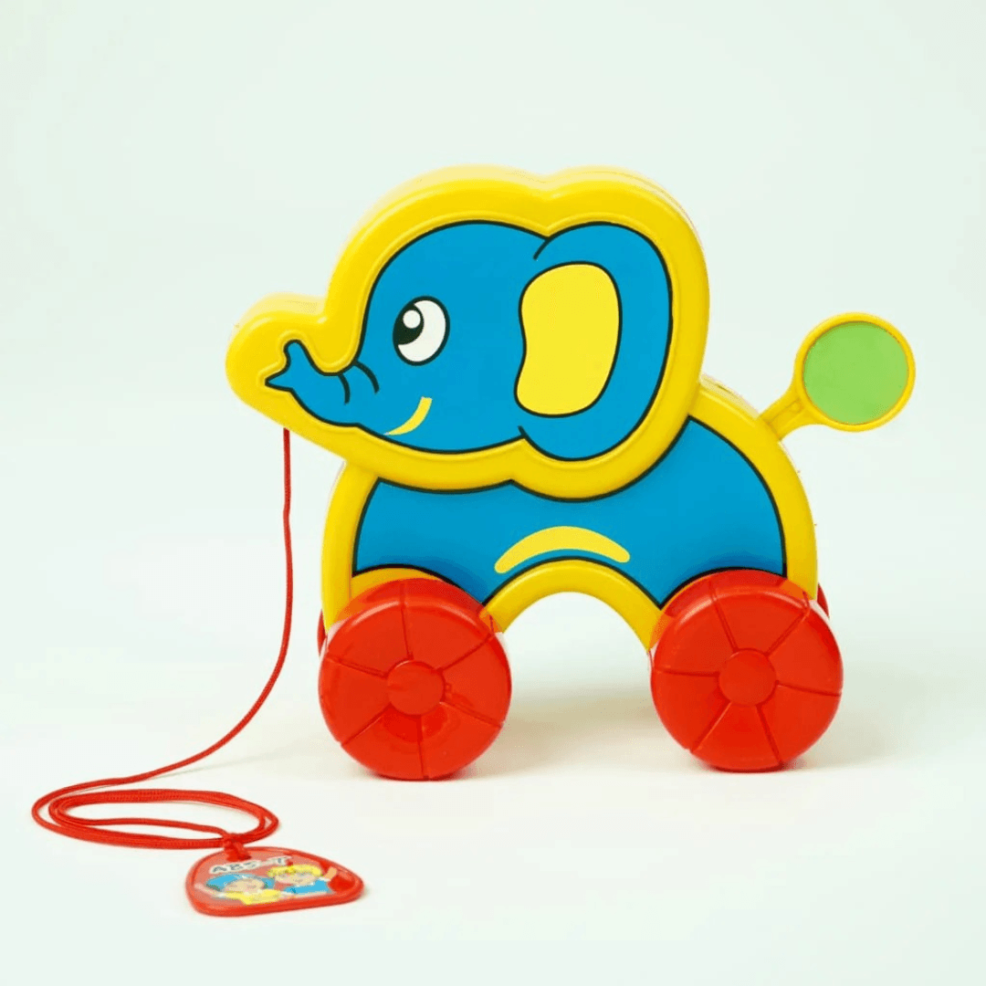 UA Toys Pull Along Gajraj P106 – Classic Elephant Toy for Kids Brightly colored elephant on wheels – perfect for toddlers aged 1+. - Timbuktoon