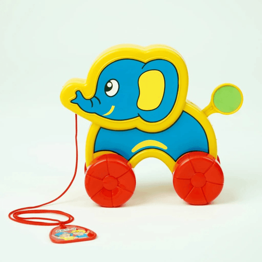 UA Toys Pull Along Gajraj P106 – Classic Elephant Toy for Kids Brightly colored elephant on wheels – perfect for toddlers aged 1+. - Timbuktoon