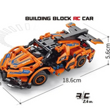 Joy Junction RC Building Block Car Kit – 2.4GHz Rechargeable Remote Control Racing Car with Openable Doors | DIY STEM Model Kit Toy for Kids 6+ (Orange)
