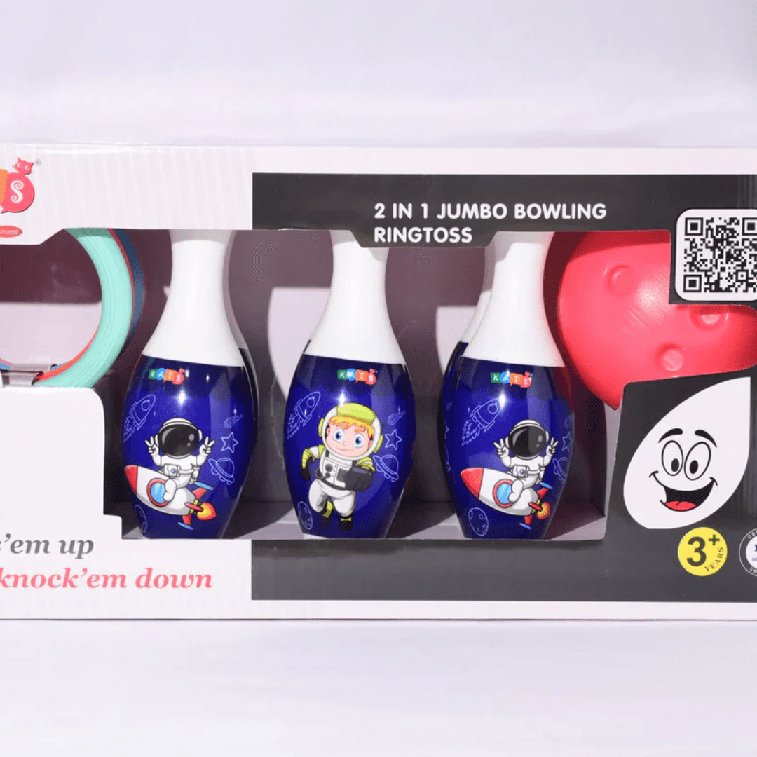 Simmar 2-in-1 Jumbo Ring Toss & Bowling Set for Kids Fun Combo Game for Ages 3+ | Indoor & Outdoor Play Set - Timbuktoon