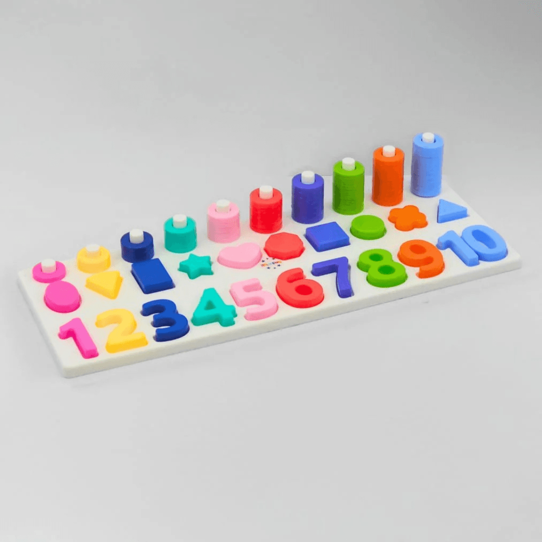 UA Toys Educational Abacus Toy for Kids – Number Counting 1-10, 55 Colorful Stacking Beads & 10 Unique Shapes – Montessori Learning Toy for Early Math Skills, STEM Preschool Educational Game - Timbuktoon