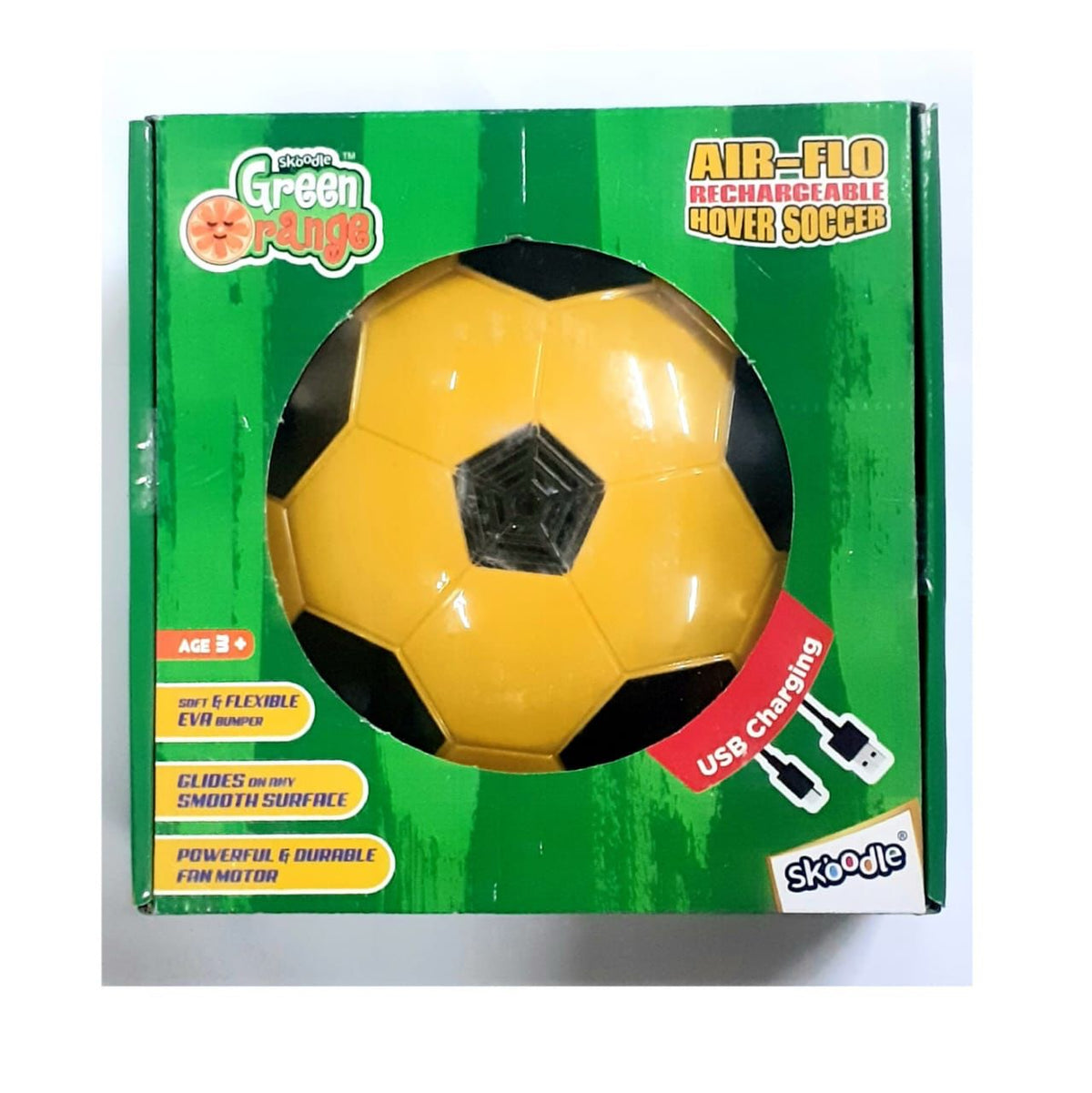SKOODLE Rechargeable Hover Soccer Ball for Kids | Indoor Floating Football with LED Lights | Safe Soft Foam Bumper | Air-Powered Toy Ball for Fun Playtime