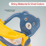 Baby Bucket Baby Chair with Tray | Strong & Durable Plastic Study and Feeding Chair for Kids | Portable High Chair for Toddlers Up to 30 Kg (Blue & Yellow)