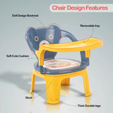 Baby Bucket Baby Chair with Tray | Strong & Durable Plastic Study and Feeding Chair for Kids | Portable High Chair for Toddlers Up to 30 Kg (Blue & Yellow)