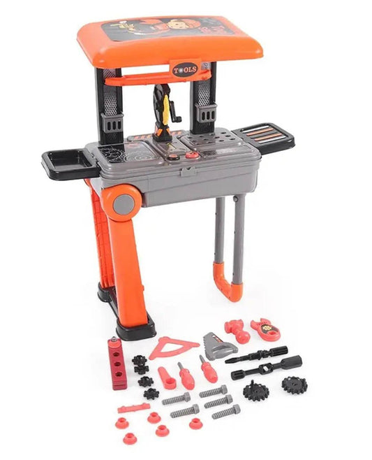 Little Play Tool Set with Trolley – Orange & Grey Fun Pretend Play Construction Kit for Kids (Age 3+) - Timbuktoon