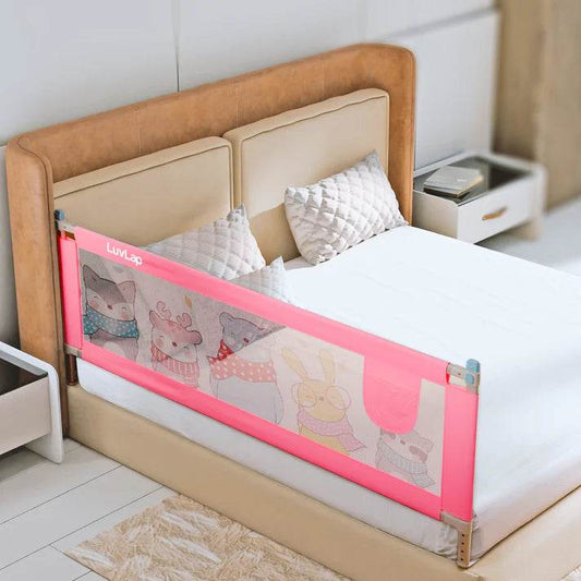 Comfy Baby Bed Rail Guard (6 ft x 2.3 ft), 180cmx72cm, Bed Rails for Baby & Toddler Safety, Portable, Adjustable Height, Single Side Bed Rail, Pack of 1, Printed Pink New - Timbuktoon