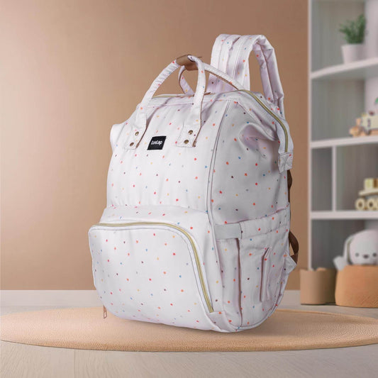 LuvLap Multifunctional Waterproof Diaper Bag-Backpack Cum Tote Bag/Travel Bag, Premium Oxford Waterproof Material, Large Storage Capacity With 15 Pockets, Off White Stars (All Over Print) - Timbuktoon