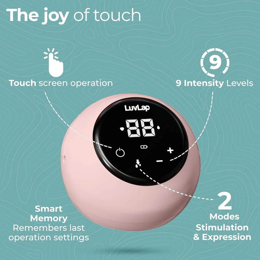 LuvLap Adore Double Electric Breast Pump with Dual Mode, 2 Phase - Stimulation & Expression, Soft Silicone Cushion, Rechargeable Battery, Single Breast Pump Electrical, BPA Free - Timbuktoon