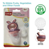 LuvLap Multi-Function Silicone Feeder & Teether | Extra Mesh Included | Soft Pacifier for Babies | Bunny Violet/Pink - Timbuktoon