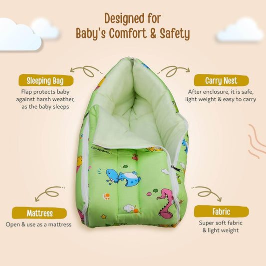 LuvLap 3 in 1 Baby Bed, Sleeping Bag & Carry Nest, Cotton Baby Bedding for New Born & Infant, Portable Bassinet, for Baby Carrying & co Sleeping, Unisex Baby Sleeping Bed, 0M+ (Multicolor) - Timbuktoon