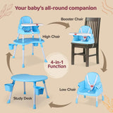 LuvLap Multipurpose 4-in-1 Baby Chair – High Chair, Booster Seat, Low Chair & Table – Printed Seat Pad, 3-Point Safety Straps, Removable Tray, Machine-Washable Fabric – Suitable from 6 Months, Blue - Timbuktoon