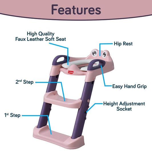 LuvLap trainer potty seat with ladder, potty seat cum toilet seat, Fits all standard size toilets for 1 + Year child, Suitable for potty training of Boys... - Timbuktoon