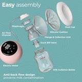 LuvLap Adore Double Electric Breast Pump with Dual Mode, 2 Phase - Stimulation & Expression, Soft Silicone Cushion, Rechargeable Battery, Single Breast Pump Electrical, BPA Free - Timbuktoon