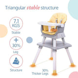 Adjustable 6-in-1 Baby Dining & Activity Chair – Grey and Yellow (6–36 Months) - Timbuktoon