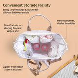 LuvLap Multifunctional Waterproof Diaper Bag-Backpack Cum Tote Bag/Travel Bag, Premium Oxford Waterproof Material, Large Storage Capacity With 15 Pockets, Off White Stars (All Over Print) - Timbuktoon
