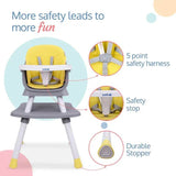 Adjustable 6-in-1 Baby Dining & Activity Chair – Grey and Yellow (6–36 Months) - Timbuktoon