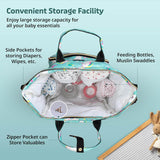 LuvLap Multifunctional Waterproof Diaper Bag for Mothers for Travel, Mother Travel Bag, Premium Oxford Waterproof Material, Large storage capacity with 15 pockets, Green Unicorn (all over print) - Timbuktoon