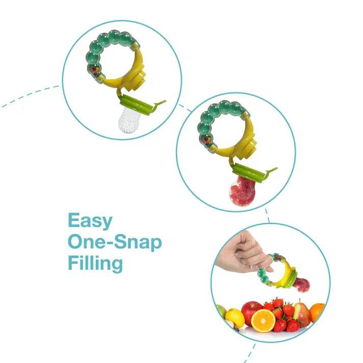LuvLap Silicone Food/Fruit Nibbler with Extra Mesh, Soft Pacifier/Feeder, Teether for Infant Baby, Infant, Pearly Green, BPA Free - Timbuktoon