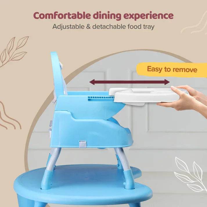 LuvLap Multipurpose 4-in-1 Baby Chair – High Chair, Booster Seat, Low Chair & Table – Printed Seat Pad, 3-Point Safety Straps, Removable Tray, Machine-Washable Fabric – Suitable from 6 Months, Blue - Timbuktoon